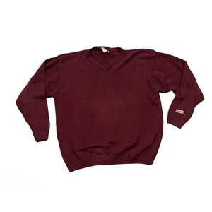 Columbia Sweater Men's Large Maroon Pullover V Neck Long Sleeve Logo